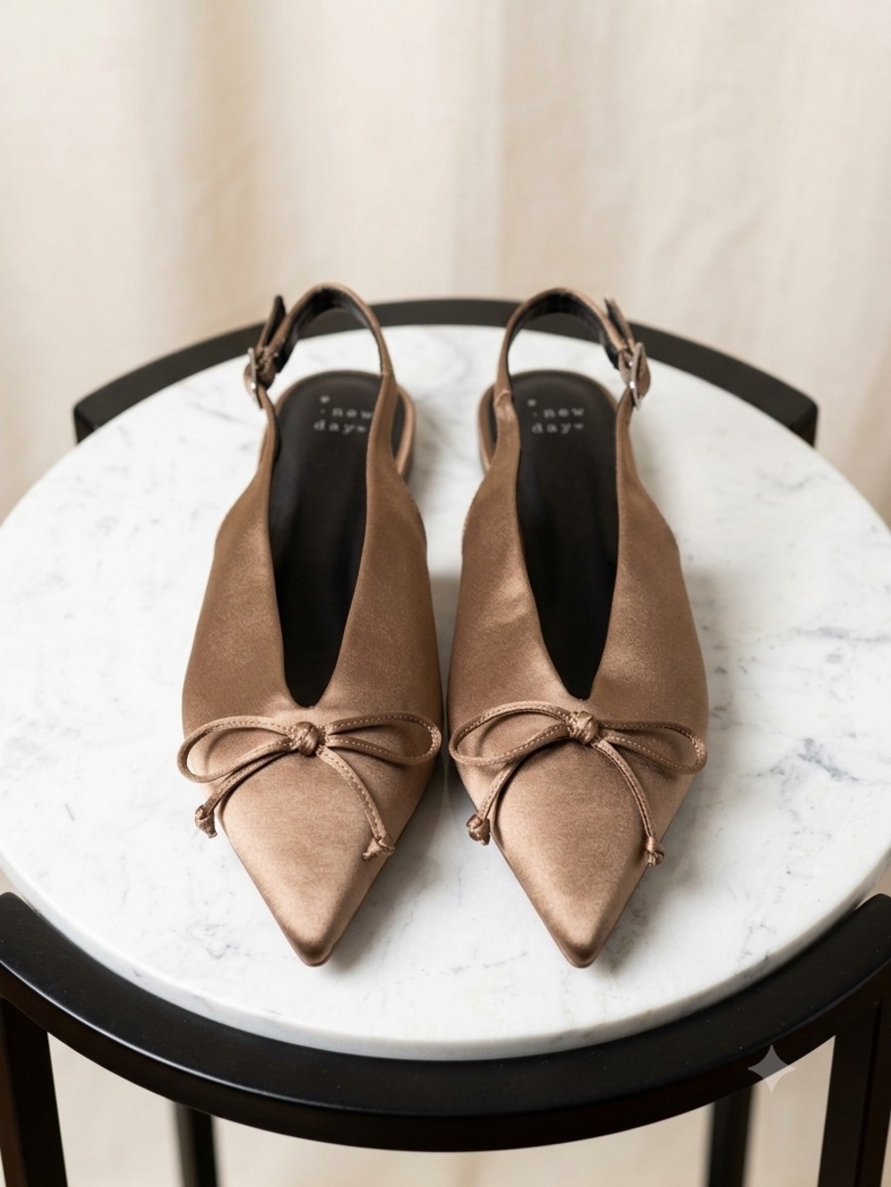 a new day Metallic Bronze Pointed Slingback Flats